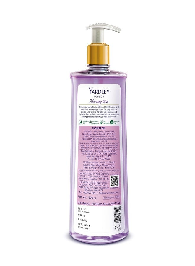 Yardley London| Shower Gel| Morning Dew| With Natural Oils Of Lily Of The Valley & Frangipani| No Parabens| No Silicones | 500ml - Image 3
