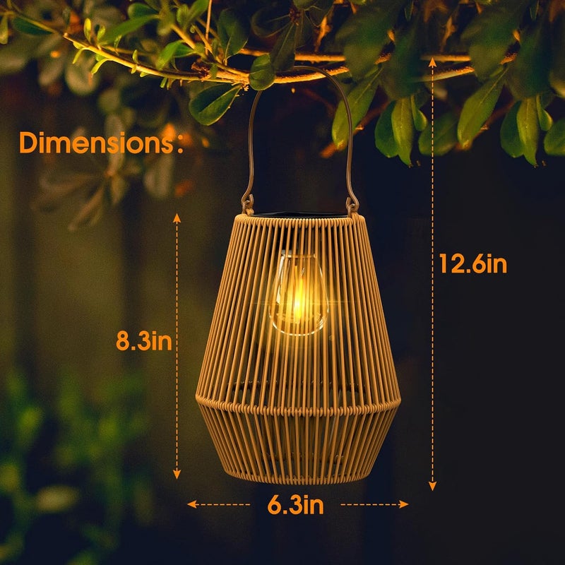 KagoLing Solar Lantern Outdoor Waterproof Light for Outside Hanging - Woven Lamp Decoration for Garden, Yard, Patio, Porch, Trees, Lawn, Pathway, 1 Pack - Image 2