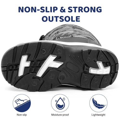 Apakowa New Kids Boys Cold Weather Snow Boots (Toddler/Little Kid) (Color : Grey/black, Size : 6 M US Toddler) - Image 5