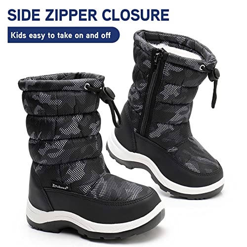 Apakowa New Kids Boys Cold Weather Snow Boots (Toddler/Little Kid) (Color : Grey/black, Size : 6 M US Toddler) - Image 2