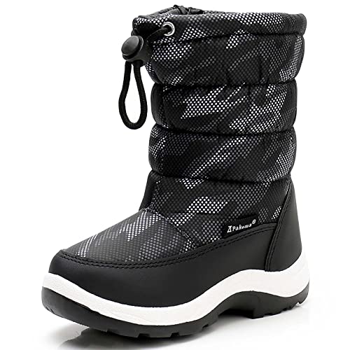 Apakowa New Kids Boys Cold Weather Snow Boots (Toddler/Little Kid) (Color : Grey/black, Size : 6 M US Toddler) - Image 1