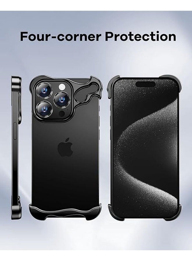 حافظة معدنية بدون إطار لجهاز iPhone 15 Pro Max/15 Pro، حافة رفيعة، صلبة ومقاومة للصدمات، نحيفة للغاية، حافظة بسيطة من الألمنيوم للرجال والنساء - Image 2