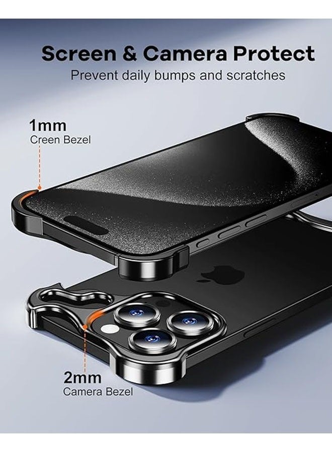 حافظة معدنية بدون إطار لجهاز iPhone 15 Pro Max/15 Pro، حافة رفيعة، صلبة ومقاومة للصدمات، نحيفة للغاية، حافظة بسيطة من الألمنيوم للرجال والنساء - Image 5