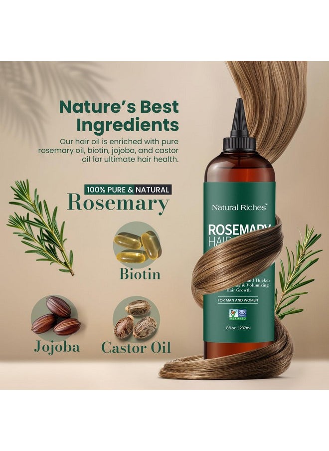 Natural Riches Natural Riches 100% Pure Premium Rosemary Oil For Hair Growth With Mint and Biotin Hair Strengthening Treatment | Nourishing & Volumizing | With Jojoba Oil & Castor Oil | Non GMO Verified 8 Fl oz.  - Image 3