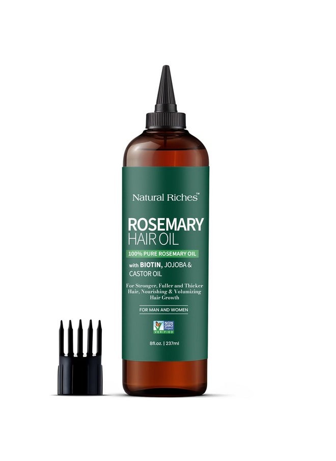 Natural Riches Natural Riches 100% Pure Premium Rosemary Oil For Hair Growth With Mint and Biotin Hair Strengthening Treatment | Nourishing & Volumizing | With Jojoba Oil & Castor Oil | Non GMO Verified 8 Fl oz.  - Image 1