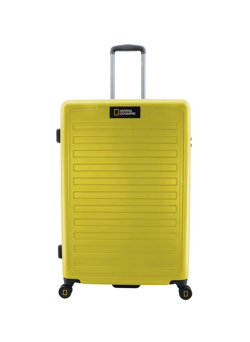 NATIONAL GEOGRAPHIC National Geographic Cruise 100% PC Hardshell Large Check-In Suitcase Yellow, Durable Lightweight TSA Combination Lock Travel Luggage, 4 Quite Spinner Wheel Trolley Bag (28 Inch).