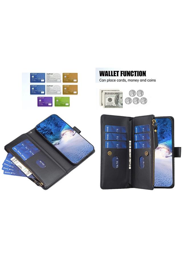 S-TOP Case For iPhone 14 Pro 9 Card Slots Zipper Wallet Leather Flip Phone Case - Image 5