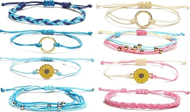 Minta Surfer Wave Bracelet, Summer Surfer Ankle Bracelets for Women, Waterproof Handmade Friendship Bracelet, Adjustable from 7-12 inches, Anklets Jewelry for Women Teen Girls, 8PCS - Image 1
