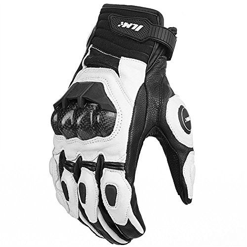 ILM Air Flow Leather Motorcycle Gloves Touchscreen for Men and Women Model-GRC01 (M, White) - Image 1