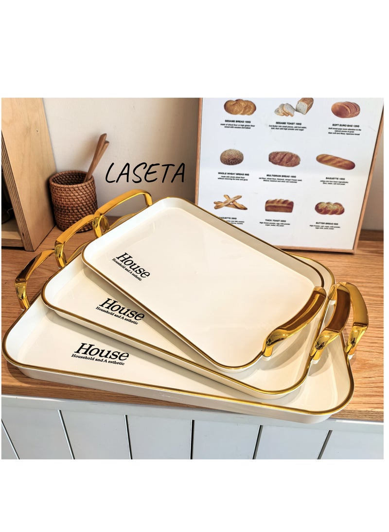 Laseta 3 Pieces Of Rectangular  Trays With Hand  - Image 1