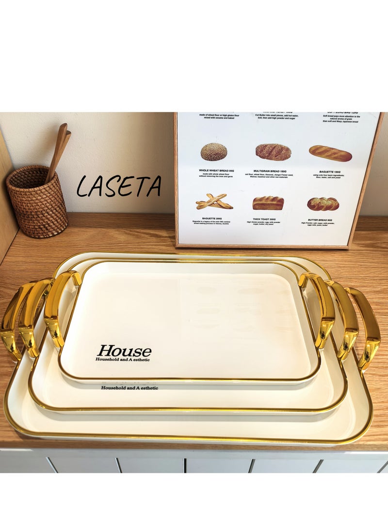 Laseta 3 Pieces Of Rectangular  Trays With Hand  - Image 2
