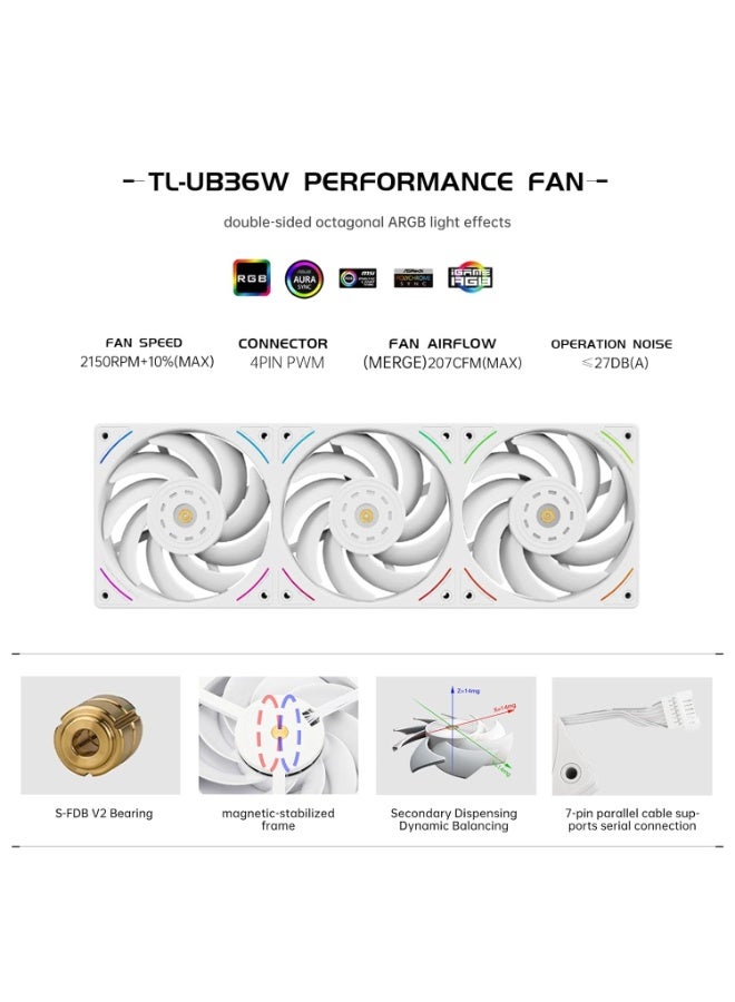 Thermalright Thermalright Hyper Vision 360 UB ARGB White CPU AIO Water Cooler, 360mm Liquid Cooling System, 3.95" IPS LCD Screen (480x480), High-Performance Pump, for AMD AM5 & Intel LGA 1700/1851 - Image 5