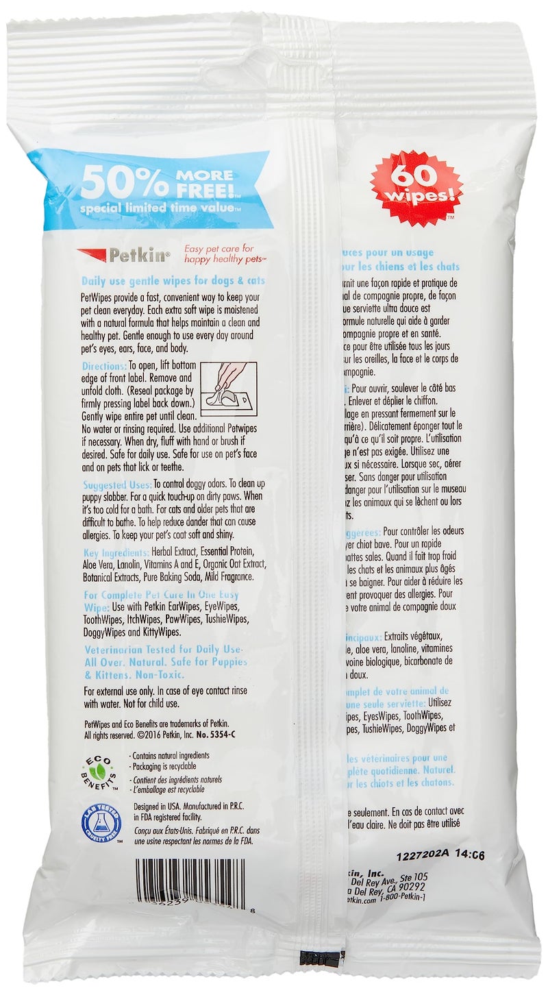 Petkin Petwipes Dogs and Cats(40 Wipes) - Image 2