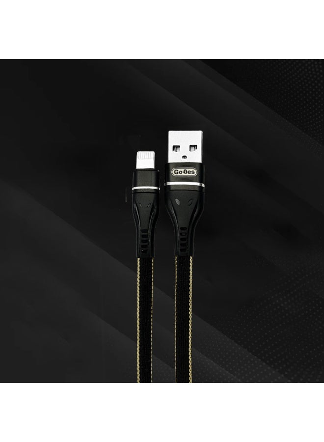 كابل مزامنة بيانات Go-Des GD-UC530IP للشحن السريع 2.4 أمبير بطول 2 متر، مصنوع من هيكل مضفر متين، ولب من النحاس المطلي، وموصلات معززة، وتصميم مقاوم للحرارة، ومخرج تيار ثابت، وحماية أمان متعددة، وتوافق واسع مع الهواتف والأجهزة اللوحية والأجهزة الأخرى. - Image 4