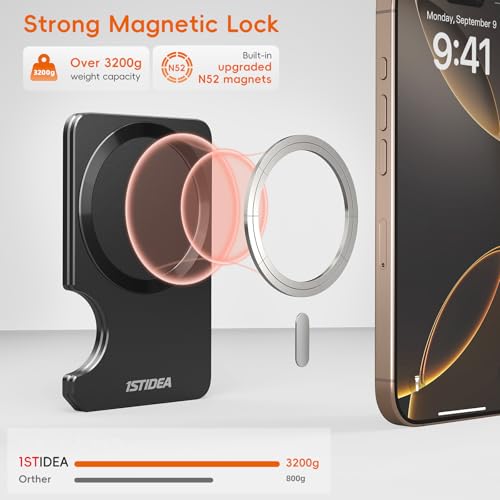 1ST IDEA Upgraded for MagSafe Wallet, High-Strength Strapping Phone Magnetic Wallet, Compatible With Magnetic Car Phone Holder - Detachable Slim Hard Case for iPhone 16 Pro Max /15/14/13/12 Series - Image 4