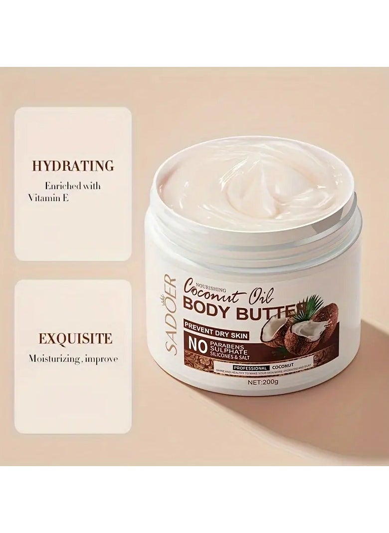 200g Rich Coconut Body Cream - Nourishing, Rejuvenating, Long-Lasting Moisturizer with Vitamin E, Plant Squalane, and Soothing Fragrance for Soft, Smooth, and Healthy-Looking Skin - pzsku/Z83EF701B8FA3E42A062DZ/45/_/1725884699/447da19f-bb39-4546-b286-e798aa38ca04