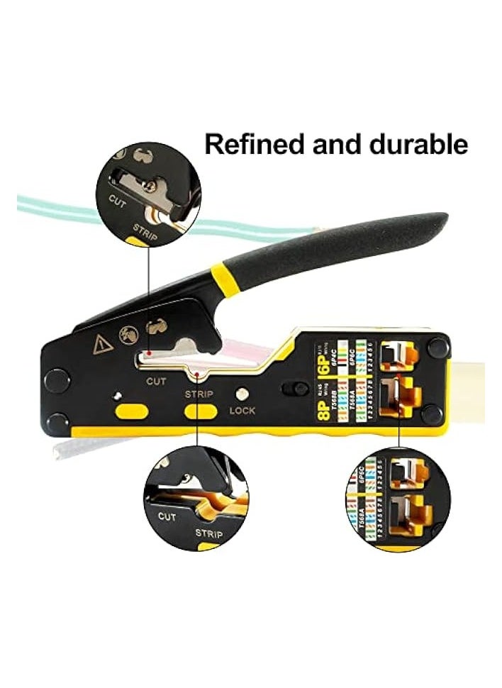 PROMASS VDV226-110 Ratcheting Modular Data Cable Crimper/Wire Stripper/Wire Cutter for RJ11/RJ12 Standard, RJ45 Pass-Thru Connectors  - Image 2