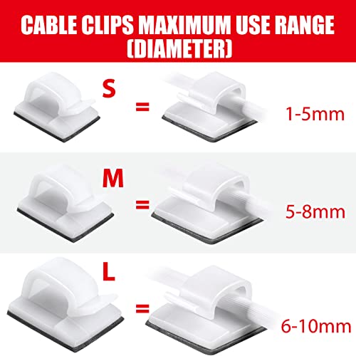 Blulu 100 Pcs Adhesive Cable Clips Bulk Wire Holder for Cord Organizer Clips Cable Management Outdoor Light Hooks for Christmas Wall String Lights Fairy Lights - Image 3