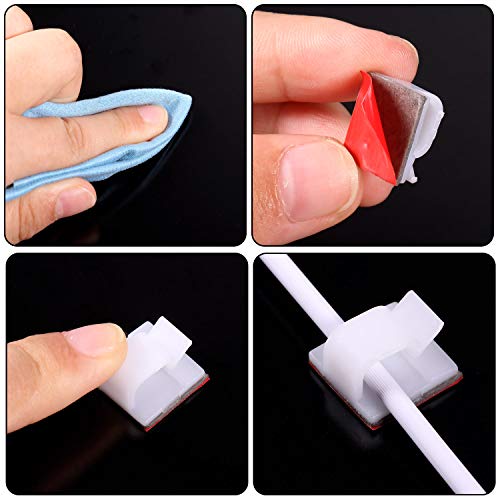 Blulu 100 Pcs Adhesive Cable Clips Bulk Wire Holder for Cord Organizer Clips Cable Management Outdoor Light Hooks for Christmas Wall String Lights Fairy Lights - Image 4