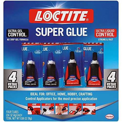 Loctite Super Glue Control Gel & Ultra Liquid for Wood, Metal, Crafts, & Repair, Cyanoacrylate Adhesive Instant Glue, Quick Dry - .14 fl Oz Bottle, Pack of 4 - Image 1