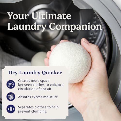 Handy Laundry Wool Dryer Balls - Natural Fabric Softener, Reusable, Reduces Clothing Wrinkles and Saves Drying Time, Better Alternative to Plastic Balls and Liquid Softener (Pack of 12) - Image 4