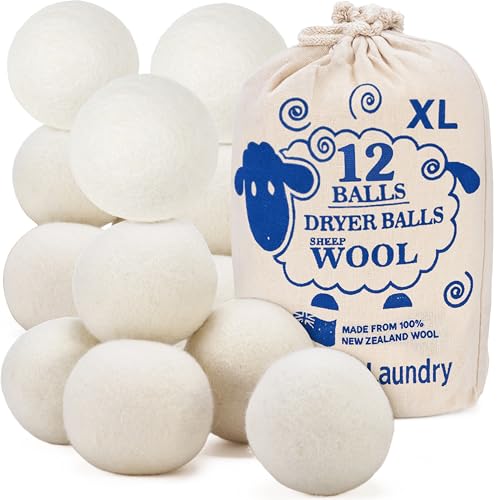 Handy Laundry Wool Dryer Balls - Natural Fabric Softener, Reusable, Reduces Clothing Wrinkles and Saves Drying Time, Better Alternative to Plastic Balls and Liquid Softener (Pack of 12) - Image 1