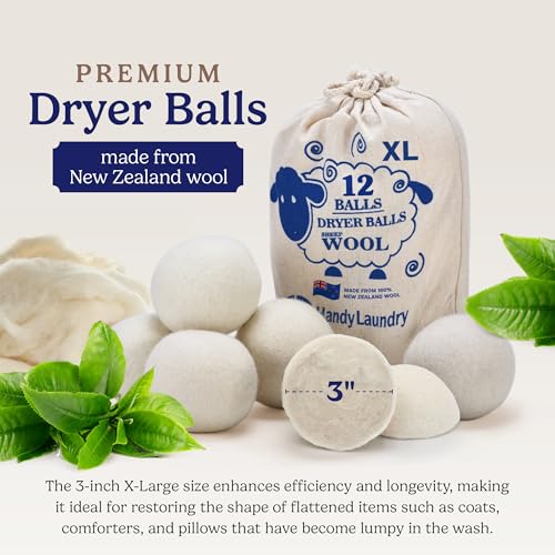 Handy Laundry Wool Dryer Balls - Natural Fabric Softener, Reusable, Reduces Clothing Wrinkles and Saves Drying Time, Better Alternative to Plastic Balls and Liquid Softener (Pack of 12) - Image 2