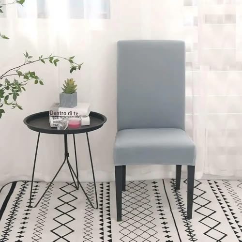 Outlay Home Polyester Spandex Solid Plain Stretchable Elastic Dining Chair Covers Set of 4 (Grey) - Image 3