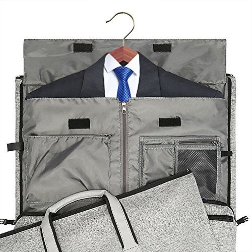 Modoker Convertible Garment Bag with Shoulder Strap, Carry on Garment Duffel Bag for Men Women - 2 in 1 Hanging Suitcase Suit Travel Bags (Grey) - Image 3