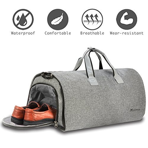 Modoker Convertible Garment Bag with Shoulder Strap, Carry on Garment Duffel Bag for Men Women - 2 in 1 Hanging Suitcase Suit Travel Bags (Grey) - Image 4