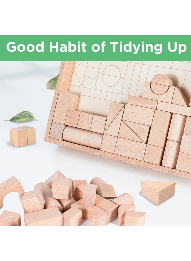 iPlay, iLearn iPlay, iLearn Kid Wooden Building Block Set, Toddler Natural Wood Block Montessori Learning Toy, Large Hardwood Stacking Brick Castle Unit, Preschool Classroom Gift 2 3 4 5 6 8 Year Old Boy Girl Child  - Image 5