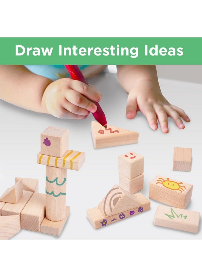 iPlay, iLearn iPlay, iLearn Kid Wooden Building Block Set, Toddler Natural Wood Block Montessori Learning Toy, Large Hardwood Stacking Brick Castle Unit, Preschool Classroom Gift 2 3 4 5 6 8 Year Old Boy Girl Child  - Image 4