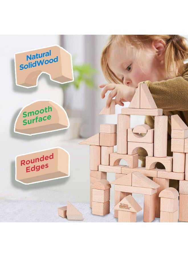 iPlay, iLearn iPlay, iLearn Kid Wooden Building Block Set, Toddler Natural Wood Block Montessori Learning Toy, Large Hardwood Stacking Brick Castle Unit, Preschool Classroom Gift 2 3 4 5 6 8 Year Old Boy Girl Child  - Image 2