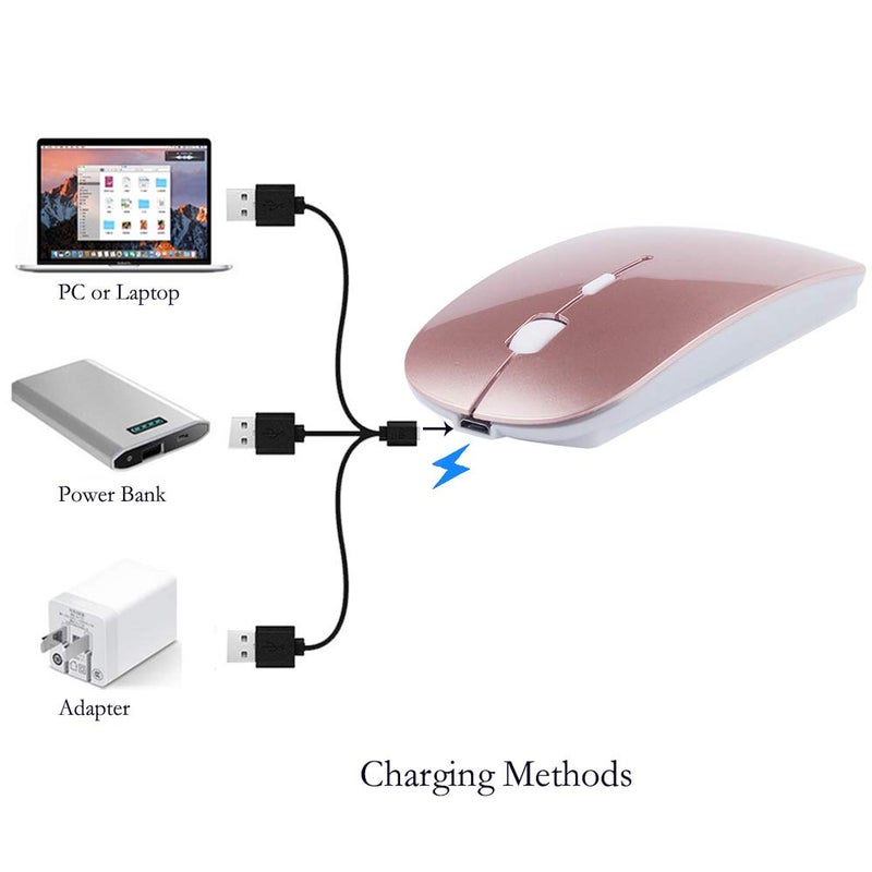 KLO فأرة بلوتوث قابلة لإعادة الشحن KLO لجهاز MacBook / MacBook Air / Pro / iPad، فأرة لاسلكية للابتوب / نوت بوك / كمبيوتر شخصي / iPad / Chromebook (ذهبي وردي) - Image 5