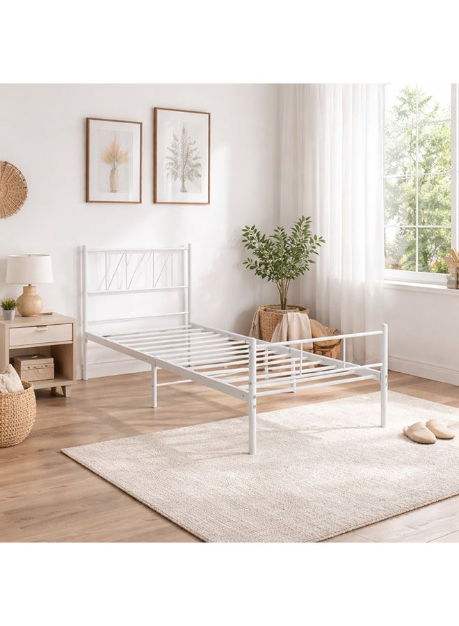 السعادة هوم  سرير حديدي مودرن - مقاس 190×120 سم - ابيض. - Image 1