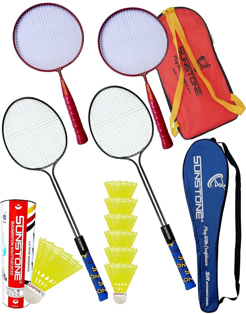 Sun Stone مجموعة مضارب بادل 77xz مكونة من 4 قطع و 6 كرات نايلون للأطفال والشباب - Image 1