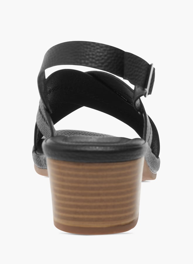 Flora Bella By Shoexpress Womens Textured Cross Strap Sandals With Block Heels And Buckle Closure  - Image 5