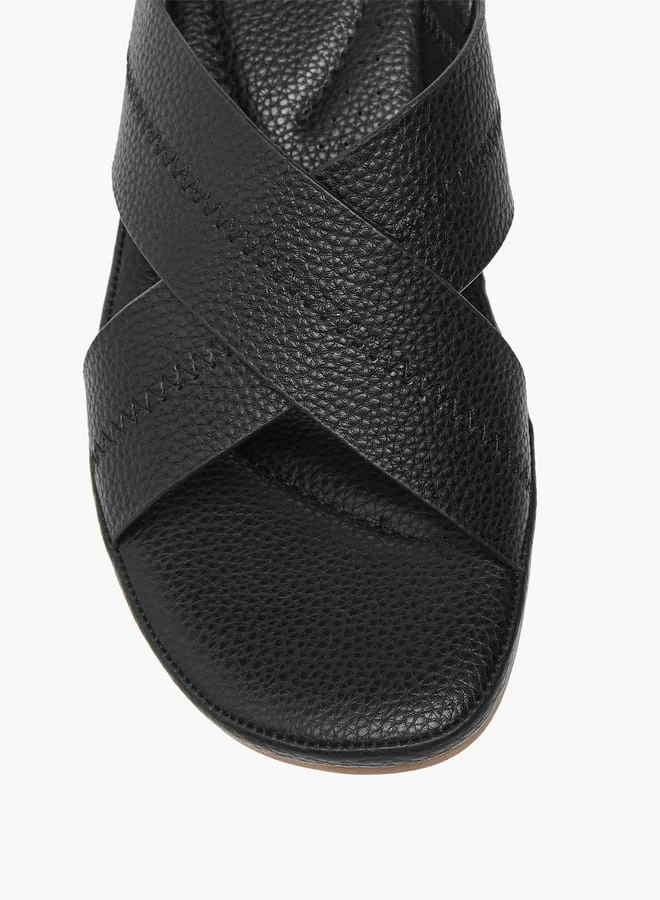 Flora Bella By Shoexpress Womens Textured Cross Strap Sandals With Block Heels And Buckle Closure