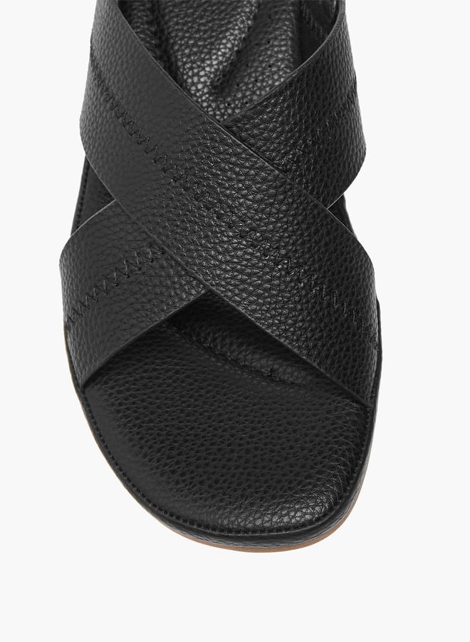 Flora Bella By Shoexpress Womens Textured Cross Strap Sandals With Block Heels And Buckle Closure  - Image 4
