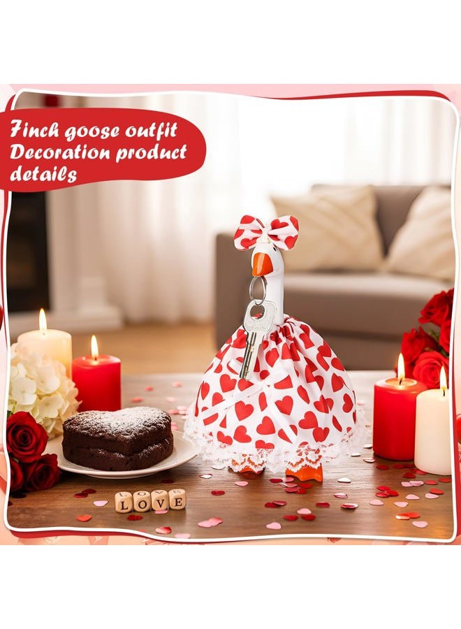 Simlakey 1 Set Valentines Day 7 Inch Mini Desk Goose Outfits Romantic Dress and bow Hat Valentines desk goose Costume Magnetic Geese Key Holder Costume for Duck Statue Decor (Classic) - Image 4