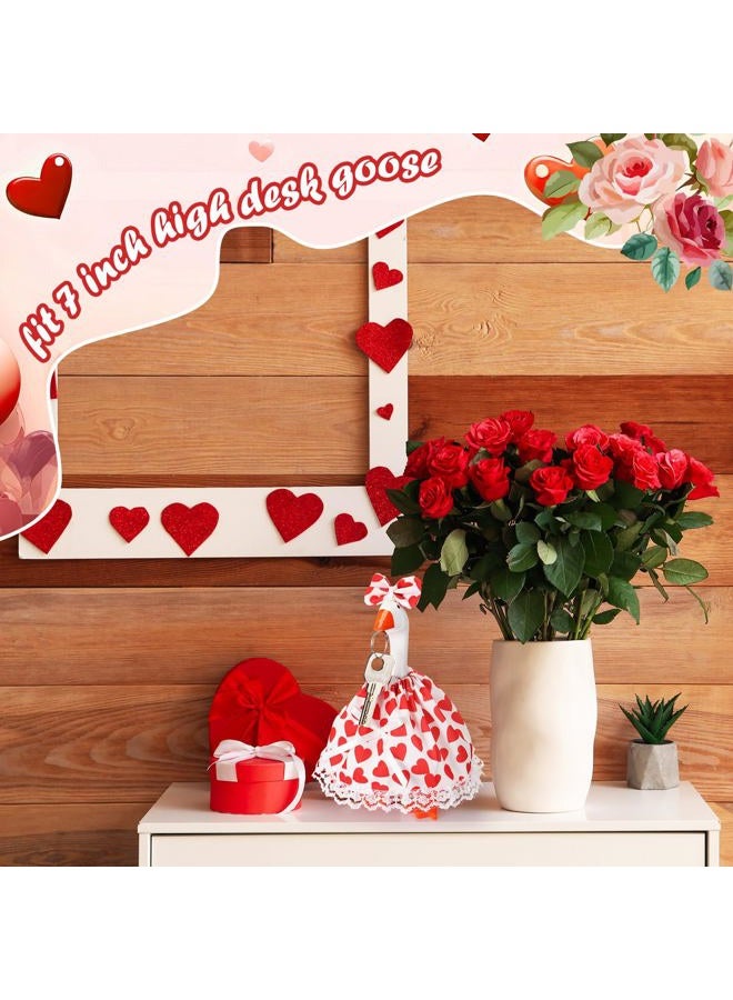 Simlakey 1 Set Valentines Day 7 Inch Mini Desk Goose Outfits Romantic Dress and bow Hat Valentines desk goose Costume Magnetic Geese Key Holder Costume for Duck Statue Decor (Classic) - Image 5