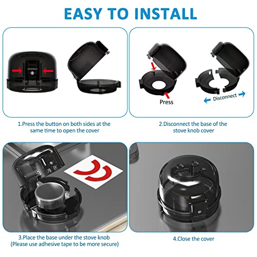 Babepai Stove Knob Covers for Child Safety - 5 Pack Babepai Upgraded Double-Key Design Universal Size Baby Safety Gas Oven Knob Covers Stove Guard Baby Proofing - Image 5