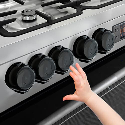 Babepai Stove Knob Covers for Child Safety - 5 Pack Babepai Upgraded Double-Key Design Universal Size Baby Safety Gas Oven Knob Covers Stove Guard Baby Proofing - Image 1