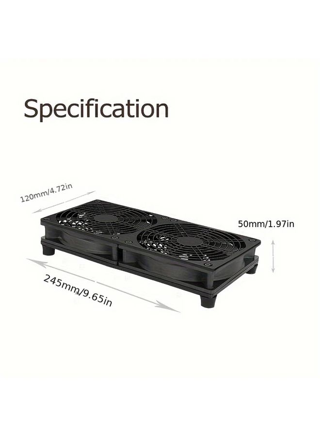 Dual 4 72 Inch Cooling Fans With 24cm Plastic Protection Mesh USB Powered For Cabinet - Image 2