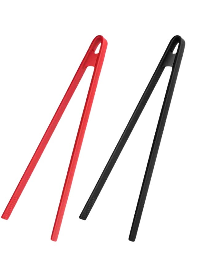 مساكة طعام سيليكون مضادة للانزلاق، مساكة شواء طويلة لمحمصة الخبز، ملاقط مطبخ سيليكون، مساكة خبز للطبخ ومقلاة شرائح اللحم والشواء والسلطة، طول 28 سم، قطعتان - متعدد الالوان - Image 1