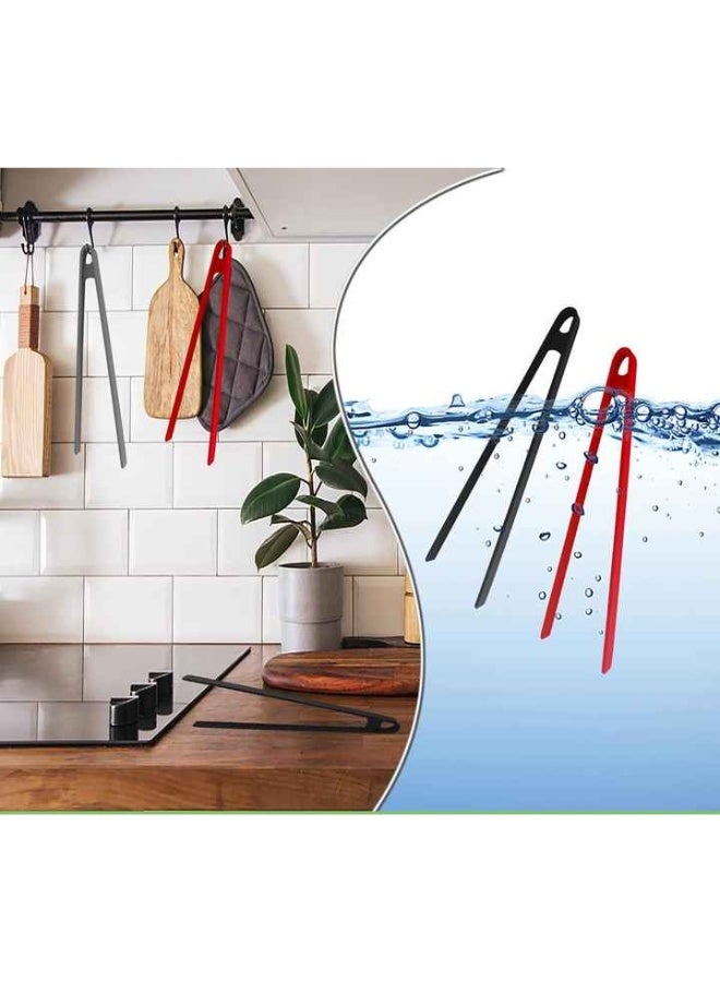 مساكة طعام سيليكون مضادة للانزلاق، مساكة شواء طويلة لمحمصة الخبز، ملاقط مطبخ سيليكون، مساكة خبز للطبخ ومقلاة شرائح اللحم والشواء والسلطة، طول 28 سم، قطعتان - متعدد الالوان - Image 3