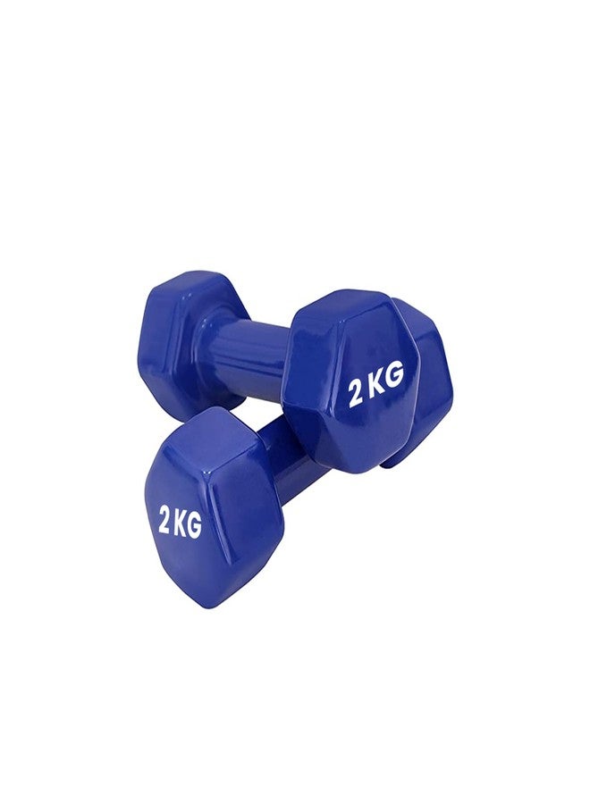 GRIP® Dumbbells | Set of 2 | Vinyl Coated | Highly Durable | Hexagon Dumbbells for Strength Training | Exercise | Fitness | Ideal for Men & Women | Home & Gym | Multicolor | 2 Kilograms - Image 1