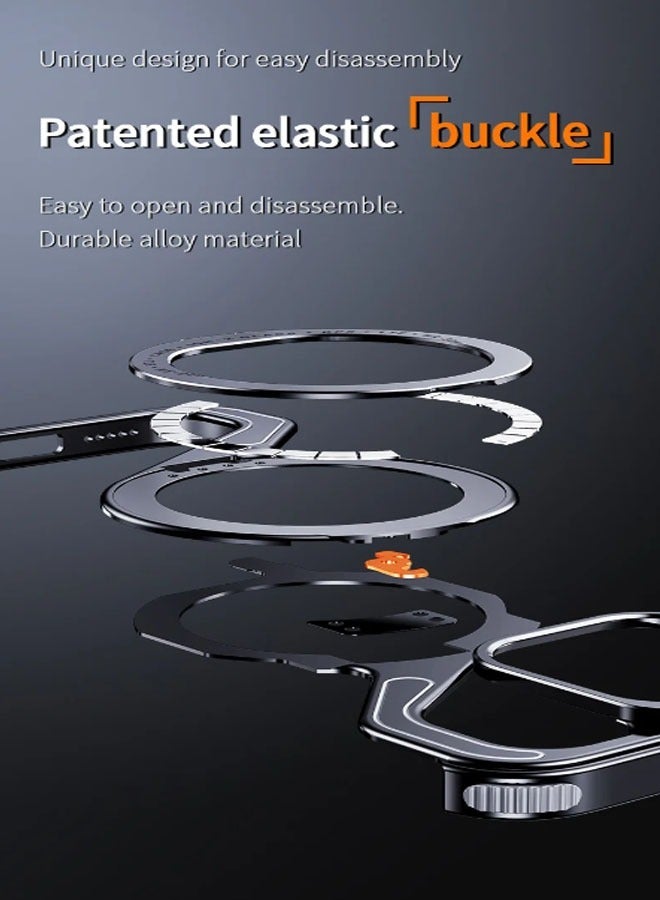 عام Luxury Metal Z-Shaped Magnetic MagSafe Stand Phone Case for iPhone 16ProMax/16Pro Detachable Snap Frameless Shock Resistant Case - Image 3