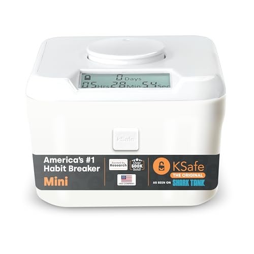 Kitchen Safe Time Lock Safe - Phone Safe Box with Timer, Timed Lock Box for Snacks & Valuables - KSafe Time Locking Container for Improved Self-Control (Mini, White Lid + 3.0” White Base) - Image 1