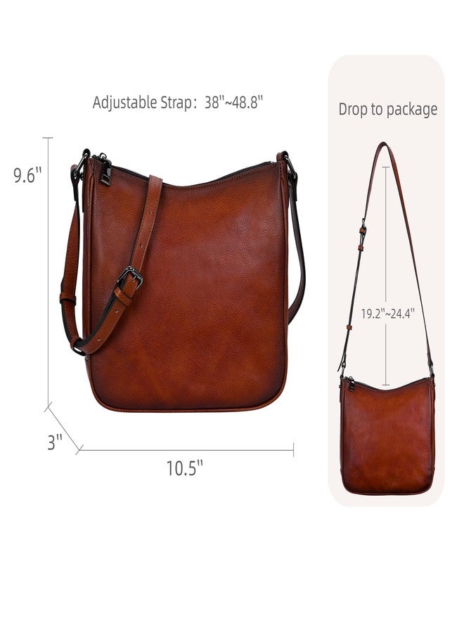 Iswee Leather Crossbody Bag for Women Purses and Handbags Adjustable Shoulder Purse Pocketbooks Travel Hobo Work Tote Daily (Red Brown) - Image 4